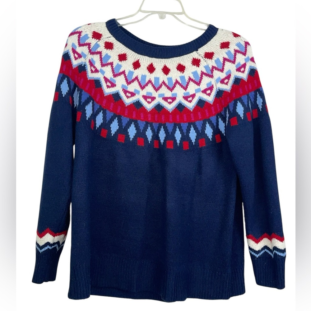 St. John’s Bay crew neck fair isle pattern holiday sweater. Worn 2X size 1X GUC - Picture 2 of 6